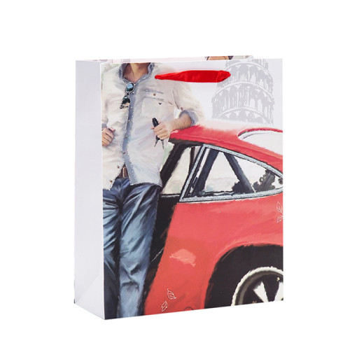 Hochwertige Geschenkpapierbeutel aus weißem Karton für Männer mit Sortiment in Tongle Verpackung