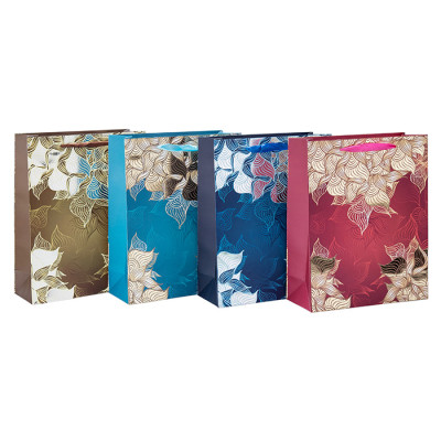 Bolsas de regalo de papel con diseño de flor estampada con 4 diseños en Tongle Packing