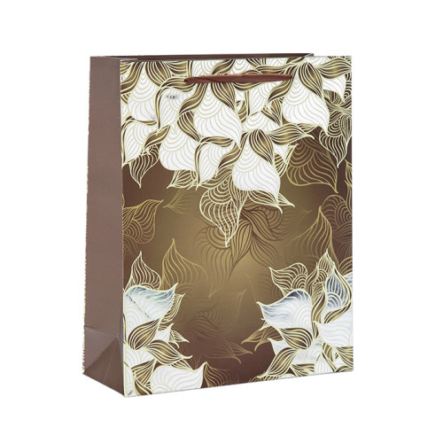 Bolsas de regalo de papel con diseño de flor estampada con 4 diseños en Tongle Packing
