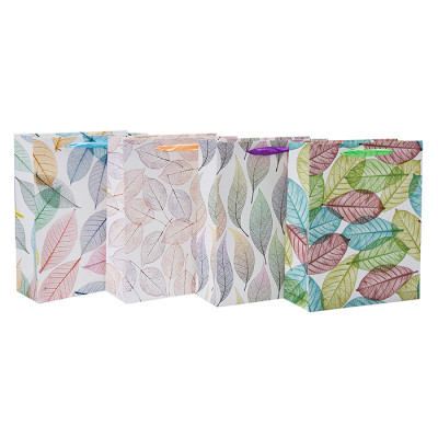 Sacs-cadeaux colorés de papier de feuille avec 4 conceptions assorties dans l'emballage de Tongle