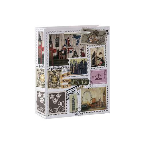 郵便切手をテーマにしたビンテージペーパーギフトバッグ