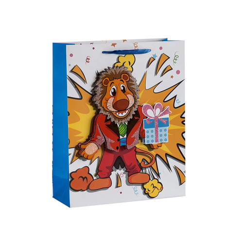 Bolsos de regalo de papel de animales en 3D favoritos de los niños con brillantes y 4 diseños surtidos en Tongle Packing
