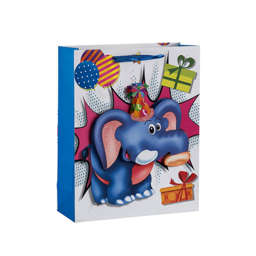 Kinder Lieblings 3D Tiere Papier Geschenktüten mit glitzernden und 4 Designs in Tongle Verpackung sortiert