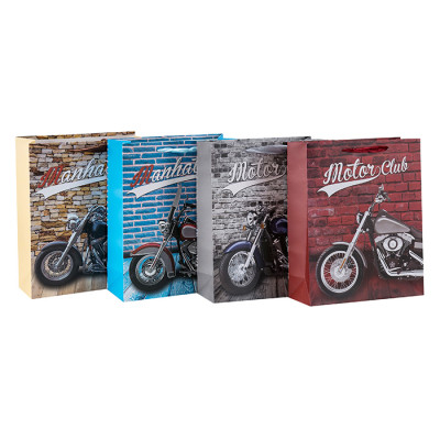 Les sacs-cadeaux préférés des amoureux de la moto fabriqués avec du papier de haute qualité et 4 modèles assortis en Tongle Packing