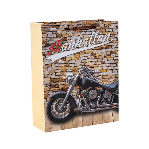 Bolsos de regalo favoritos de los amantes de la motocicleta hechos con papel de alta calidad y 4 diseños surtidos en Tongle Packing