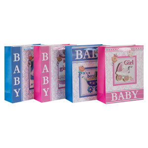 Bolsos para regalar Baby Shower en 3D y brillo con 4 diseños surtidos en Tongle Packing