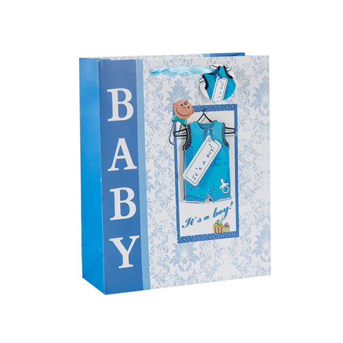 Baby Dusche 3D und Glitter Papier Geschenktüten mit 4 Designs in Tongle Verpackung sortiert
