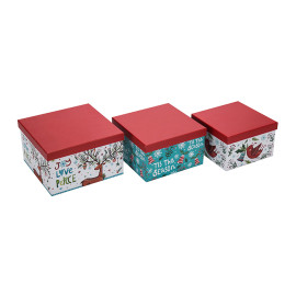 Веселые рождественские квадратные бумажные подарочные коробки с 3 штуками в наборе небольших средних и больших размеров в упаковке Tongle