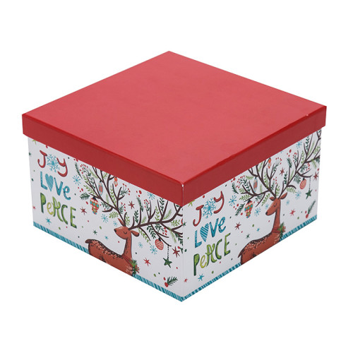 Cajas de regalo de papel cuadradas de Merry Christmas con 3 piezas por juego, tamaños medianos y grandes pequeños en Tongle Packing