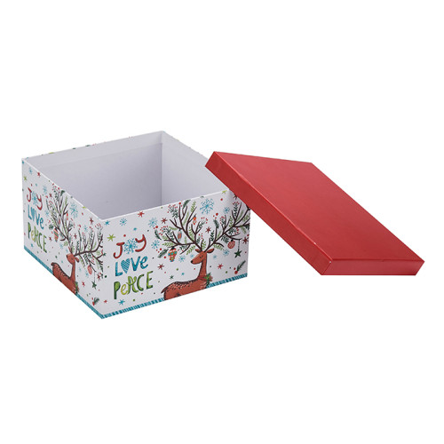 Frohe Weihnachten Quadrat Papier Geschenkboxen mit 3 Stück pro Satz kleine mittlere und große Größen in Tongle Verpackung