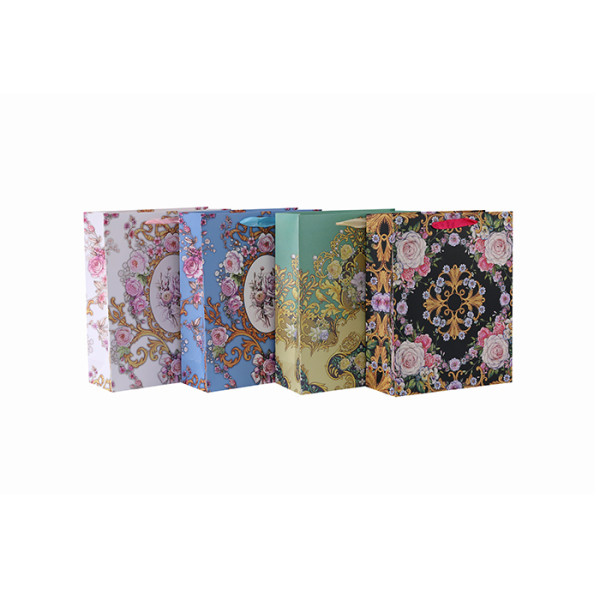 Оптовый цветок печатной корзины квадратная нижняя бумага подарочная сумка с 4 дизайнов в ассортименте Tongle Packing