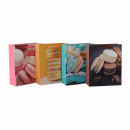 Modische Custom Printed Makronen Papiertüten mit Band Griff in Tongle Verpackung