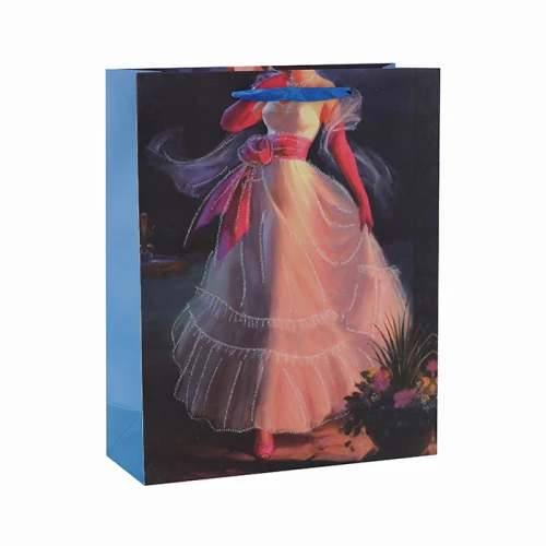 Corazón tocando feliz día de San Valentín 3D y bolsas de regalo brillo con 4 diseños surtidos en Tongle Packing