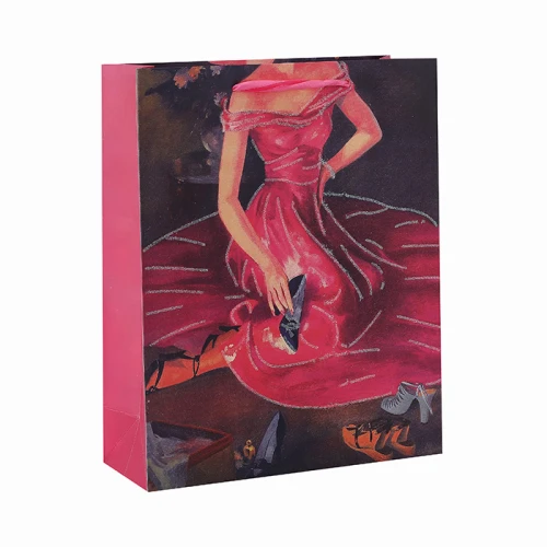 Corazón tocando feliz día de San Valentín 3D y bolsas de regalo brillo con 4 diseños surtidos en Tongle Packing