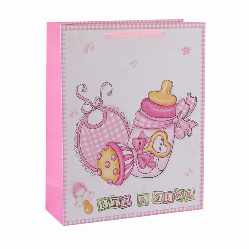 Baby Stoff individuell bedruckte Geschenktüten mit 4 Designs in Tongle Verpackung sortiert