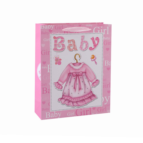Benutzerdefinierte Papier Geschenk Taschen Karton Taschen Fancy Designs Großhandel Tasche für Baby mit 4 Designs Assorted in Tongle Verpackung