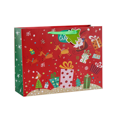 Papier Geschenktüte Luxus Frohe Weihnachten mit 4 Designs in Tongle Verpackung sortiert