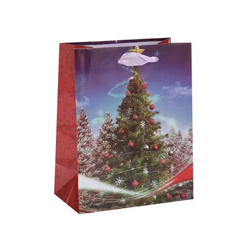 Estampado de Navidad Estampado Premium Personalizado Bolsa de Papel con 4 Diseños Surtidos en Embalaje Tongle