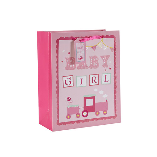 Fancy Design Handle Handmade Baby Cute benutzerdefinierte Tägliche Papiertüte mit 4 Designs Assorted in Tongle Verpackung
