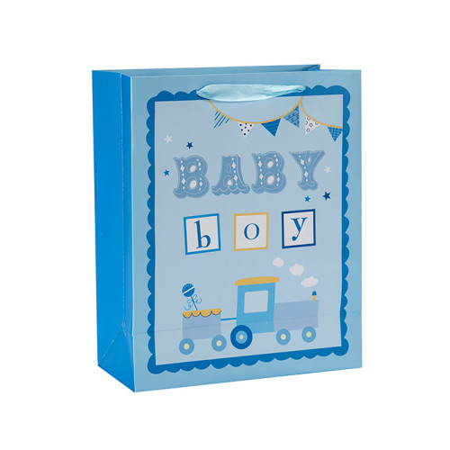 Fancy Design Handle Handmade Baby Cute benutzerdefinierte Tägliche Papiertüte mit 4 Designs Assorted in Tongle Verpackung