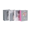Heißer Verkauf Einfaches Design Weiß Karton Phantasie Papier Hochzeitsgeschenk Tasche mit 4 Designs Assorted in Tongle Verpackung