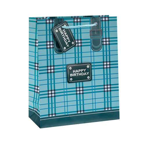Bolsa de papel de regalo de decoración de cumpleaños de alta calidad con 4 diseños surtidos en embalaje de llave