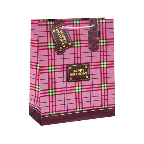 高品質の誕生日の装飾のギフトペーパーバッグは、4つのデザインとトングパッキングで盛り合わせ