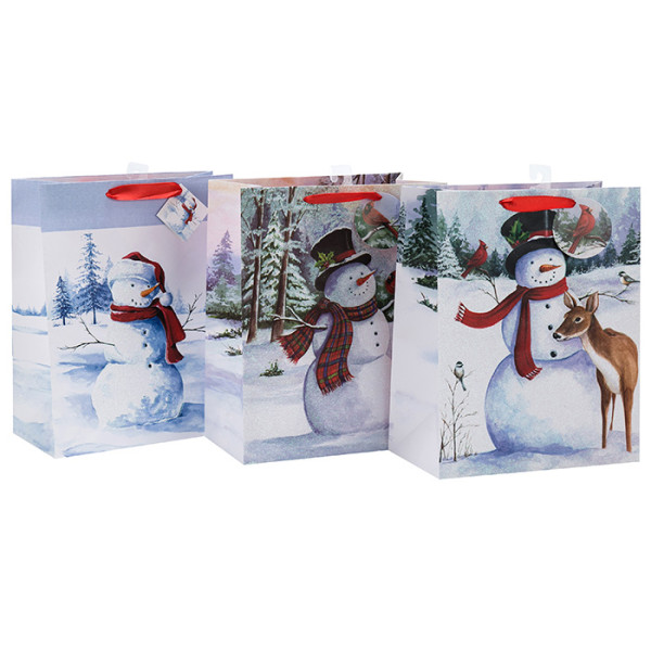 Мода блеск Рождественский подарок бумажный мешок с 4 дизайнов, ассорти в упаковке Tongle