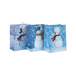 Chinesischer Lieferant Bunte dekorative gedruckte Weihnachtsgeschenk-Papiertüte mit 3 Designs sortiert in der Tongle-Verpackung