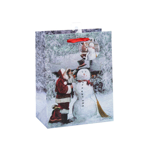 ラブリークリスマスファンシーデザインプリントデザインのギフト紙袋3つのデザインとトングパッキングで盛り合わせ