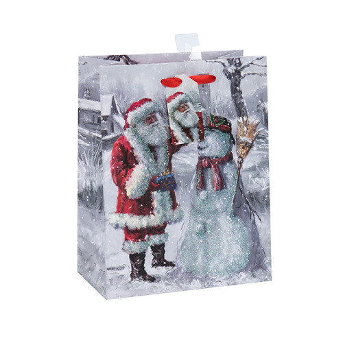 ラブリークリスマスファンシーデザインプリントデザインのギフト紙袋3つのデザインとトングパッキングで盛り合わせ