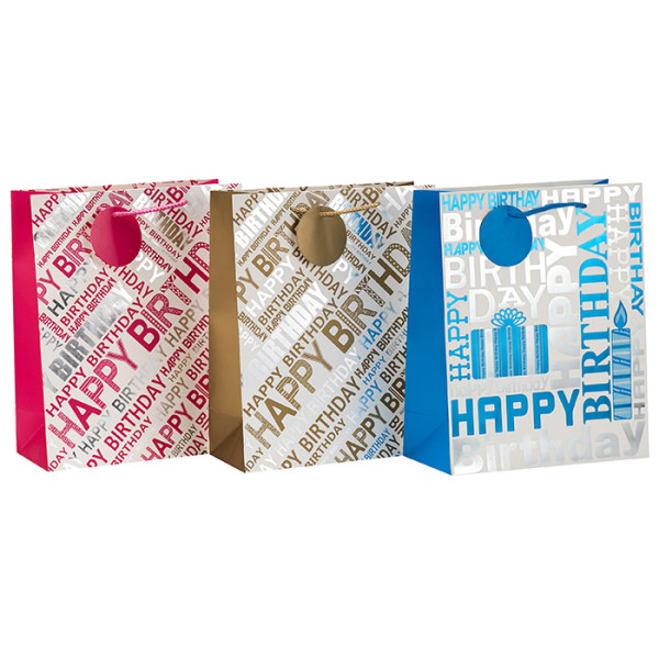 Fashion Design Heißprägen Geburtstagsgeschenk Papiertüte mit Seil Griff in Tongle Verpackung