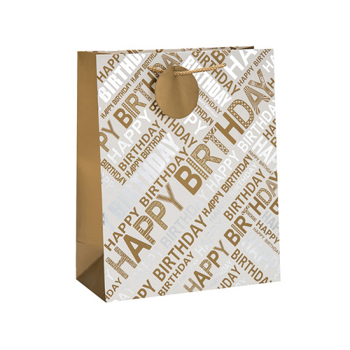 ファッションデザインTongleパッキングでロープハンドルとホットスタンプ誕生日ギフト紙袋