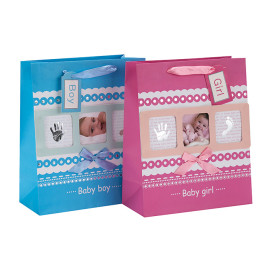 Baby Foto Design Ribbon Griff Baby Geschenk Papiertüte in Tongle Verpackung