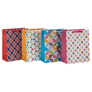 Bolsa de papel plegable del regalo de la manija de la cinta del diseño de moda del color en el embalaje de la llave