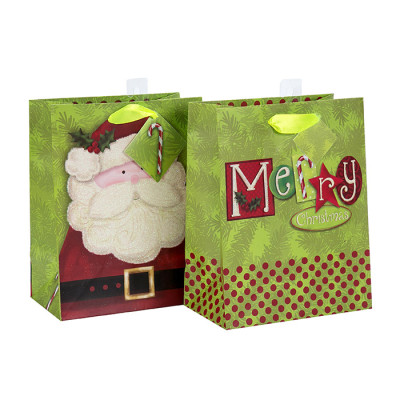 Le meilleur vendeur excellent sac de Noël de qualité à vendre avec 2 conceptions assorties dans l'emballage de Tongle
