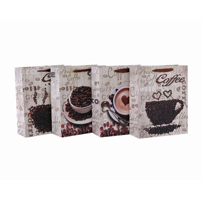 Sac de papier d'emballage de café de haute qualité pour le café avec 4 conceptions assorties dans l'emballage de Tongle