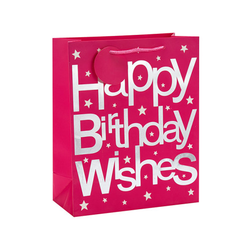 El sellado caliente de lujo feliz cumpleaños desea la bolsa de papel del regalo en el embalaje de la llave