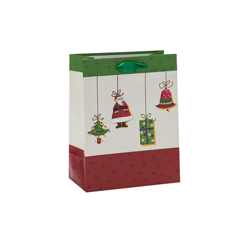 Mode Custom Printing Craft Weihnachten Papier Geschenk-Taschen mit 3 Designs Assorted in Tongle Verpackung