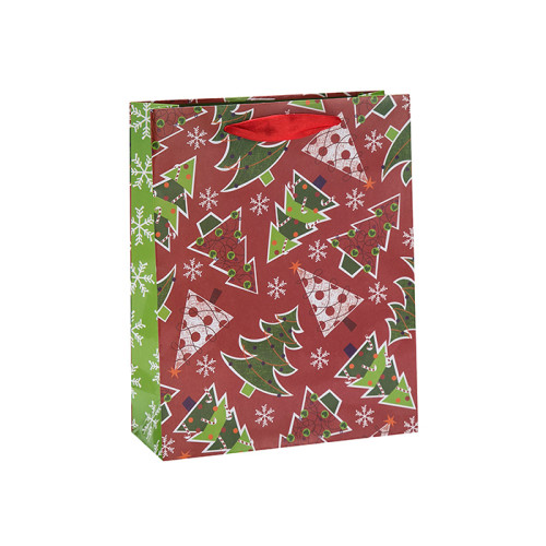 Bolsas del regalo del papel de la Navidad de la laminación mate de la impresión en offset personalizada en el embalaje de la llave