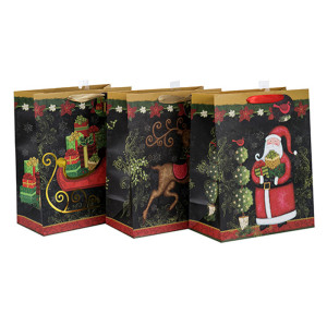 Späteste Ankunfts-einzigartige Entwurfs-Weihnachtsgeschenk-Taschen mit unterschiedlicher Größe mit 3 Entwürfen sortierte in der Tongle-Verpackung