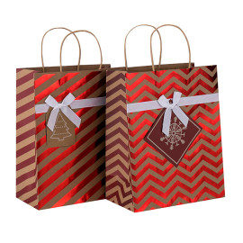 Hohe Qualität Dekorative Heißprägen Weihnachten Braun Kraftpapier Geschenkbeutel in Tongle Verpackung