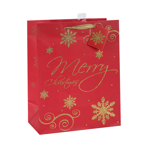 Bolsa de papel de alta calidad con asas Bolsa de papel de regalo de Navidad con diferentes tamaños con 4 diseños surtidos en embalaje de palanca