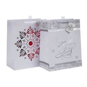 La bolsa de papel del lazo de la Navidad empaqueta la venta al por mayor del bolso con diverso tamaño con 2 diseños clasificados en embalaje de la llave