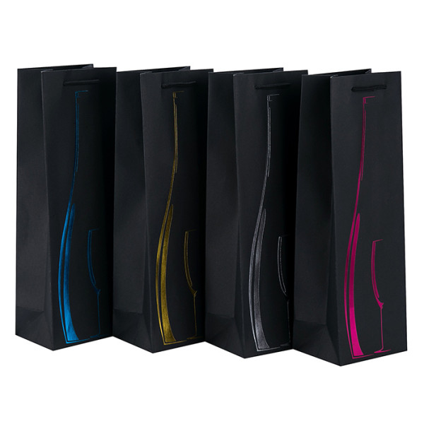 カスタムリテールラグジュアリープリント紙ギフトバッグ4つのデザインワインパッキングで詰めワイン用