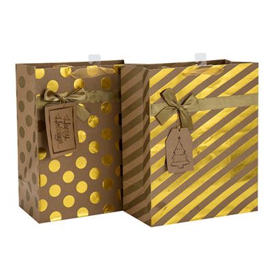 Le cadeau portatif de Noël emballant le beau sac de papier d'impression avec la taille différente avec 2 conceptions assorties dans l'emballage de Tongle