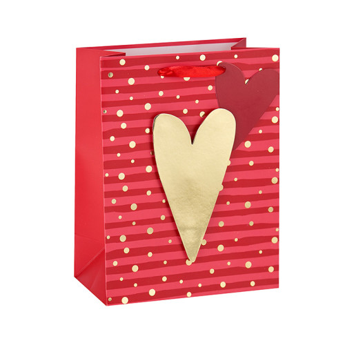 Heißes Stempeln Geschenkpapierbeutel des roten Geschenks des Herzens 3D rote mit 2 Entwürfen sortiert in der Tongle-Verpackung
