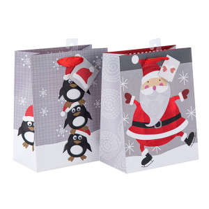 クリスマス新しいデザインの工芸品は、2つのデザインと異なるサイズのプリント紙袋は、Tongleパッキングで盛り合わせ