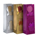 Kundengebundener Logo-Druck-flache untere behandelte Luxuspapier-Wein-Tasche in der Tongle-Verpackung
