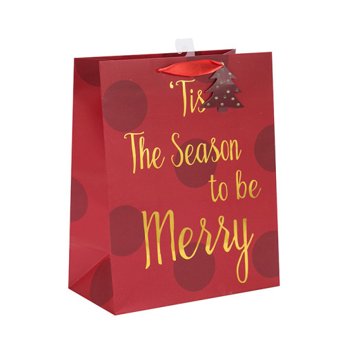 Weihnachtsgeschenk wiederverwendbare Geschenkpapier-Geschenk-Tasche des Geschenk-2018 mit Fallumbau mit unterschiedlicher Größe mit 2 Auslegungen sortierte in der Tongle Verpackung